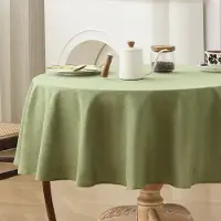 Merkloos Nappe ronde, imperméable, aspect lin, diamètre 120 cm, pour 2 à 4 personnes, idéale pour la cuisine et le jardin