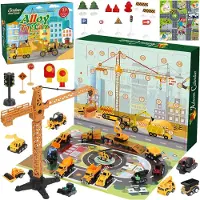 Merkloos Calendrier de l'Avent pour enfants 2026, 24 jours, avec des voitures miniatures et des engins de construction, pour la période de Noël