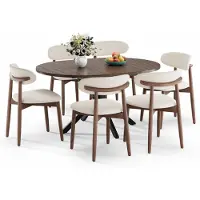 COLAMY Table extensible pliable 6 places Pieds métalliques, glissière fluide, plateau 110-150 cm, Noyer foncé