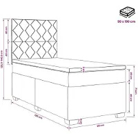 vidaXL Lit boxspring avec matelas gris clair 90 x 190 cm velours
