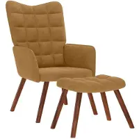 vidaXL Fauteuil relax avec pouf brun velours