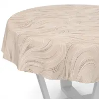 Merkloos Tableau rond effaçable, motif beige abstrait, diamètre 120 cm, idéal pour la cuisine et le jardin