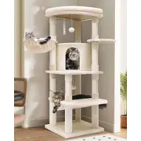 Merkloos Arbre à chat Katzenbaum, couleur beige, hauteur 130 cm, avec plateforme et hamac pour intérieur