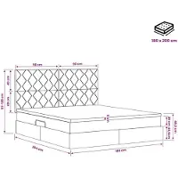 vidaXL Lit coffre LED avec matelas, bleu foncé, 180 x 200 cm, velours