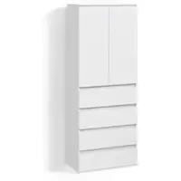 Livinity Armoire à vêtements Garda Blanc avec 4 tiroirs, Model 58736
