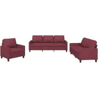 vidaXL Ensemble de canapés 3 pièces avec coussins vin rouge Tissu