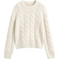 Gant pour femme. 4802435 Pull en tricot torsadé en mélange de laine blanc crème (S), Casuel, Classique