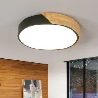 Riserva , lampe de plafond, noire, 30W, bois, 4500K (blanc neutre), 30cm – Noire, 30W, 4500K