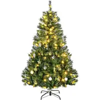 Youjia Sapin de Noël artificiel, décorations incluses 95 cm x 95 cm x 150 cm, vert