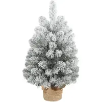 Youjia Mini sapin de Noël artificiel 60 cm Sapin artificiel avec neige, 72 pointes 6 pommes de pin Base en ciment