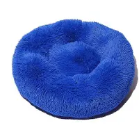 Sonstiges Lit pour chien, lit pour chat, forme de donut, rond, doux, en peluche, 70 cm de diamètre, couleur bleu clair