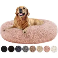 Sonstiges Lit pour chien en forme de donut, moelleux, rond, avec housse amovible et lavable, couleur rose, dimensions : 40x40x20 cm