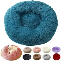Sonstiges Lit pour chat, lit pour chien, forme de donut, doux, lavable, rond, 40 cm, bleu