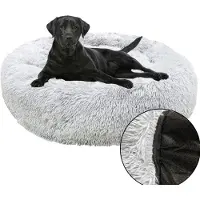 Sonstiges Lit pour chien, forme ronde, lavable, en peluche, design donut, orthopédique, 50 cm, gris