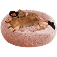 Sonstiges Lit orthopédique pour chien, lit rond pour chat, diamètre 140 cm, couleur rose