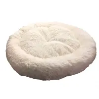 Sonstiges Lit pour chien rond, en peluche, forme de beignet, lavable, taille XL (100 cm), blanc, avec fond imperméable