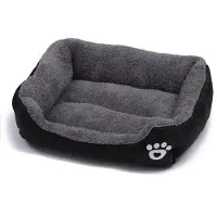 Sonstiges Lit pour chien, forme rectangulaire, taille XL (80 x 60 cm), couleur noire, doux et moelleux, adapté aux chiens et aux chats