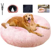 Sonstiges Lit pour animaux de compagnie, doux, lavable, rond, diamètre 50 cm, rose clair