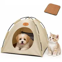 Yiwu Dylan Tente Respirante pour Chats et Chiens avec Coussin Amovible, Beige