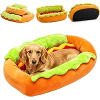 Merkloos Elzusha - Lit pour animaux en forme de hot-dog, pour un repos confortable