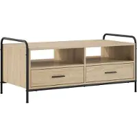 Syfax Table basse en bois imitation chêne Sonoma, dimensions 99,5 x 49 x 46 cm. Matériau : bois composite