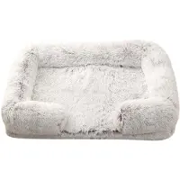 Sonstiges Lit pour chien, forme rectangulaire, doux et moelleux, lavable. Dimensions : L 80 x P 53 cm. Couleur : blanc et gris