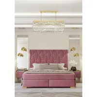 AEA Rosa Schlafzimmer Doppelbett Designer 2x Nachttische 3-teilige Garnitur