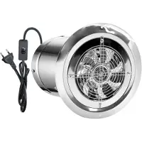 Nikcorp Ventilateur d'extraction mural pour salle de bain, 150 mm, silencieux, puissant, couleur argent