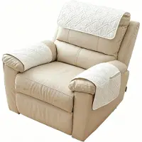 Merkloos Housse de fauteuil avec poches, imperméable, en flanelle et en sherpa, couleur crème, pour salon