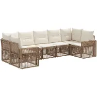 vidaXL Ensemble de canapés de jardin , 7 pièces, couleur beige et crème