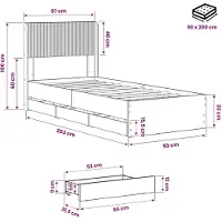 vidaXL Lit avec rangement et tête de lit en bois imitation chêne artisanal, 90 x 200 cm