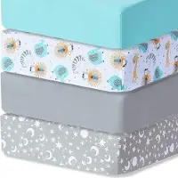 Famanu Linge de lit pour enfant, microfibre respirante, 60 x 120 cm, gris/vert