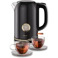 Klarstein Bouilloire Victoria 1,7 L – Bouilloire électrique rétro 2200 W, design vintage, filtre anticalcaire amovible, base pivotante à 360°, arrêt automatique