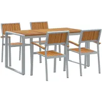 vidaXL Ensemble de jardin pour repas, 5 pièces, gris, bois d'acacia massif