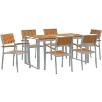 vidaXL Ensemble de jardin pour 7 personnes, gris, en bois d'acacia massif