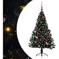 vidaXL Sapin de Noël artificiel pré-éclairé noir 150 cm PVC