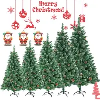 XINZI 120cm Arbre de Noël artificiel vert avec effet de neige & pommes de pin - PVC, support métallique, montage en segment, forme de sapin, décoration de Noël