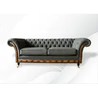 AEA Chesterfield 3 Sitzer Grau Kreative Möbel Klassische Wohnzimmer Design Sofa