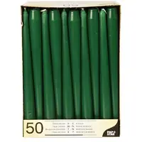 Papstar Bougies chandelier, 22 mm, vert foncé, paquet de 50 Diamètre : 22 mm, hauteur : 250 mm, durée de (50 pcs)
