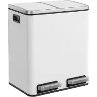 Songmics Poubelle en métal 30L, Blanc