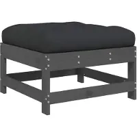 vidaXL Repose-pied de jardin avec coussin gris bois de pin massif