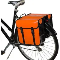 Unyqoos BikyBag Classic CW – Sacoche de vélo double étanche pour porte-bagages, couleur orange, en bâche, réfléchissante, avec compartiment zippé