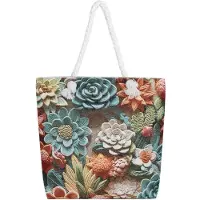 OEM Sac en tissu brodé, fabriqué en coton et en lin, dimensions : 43 x 39 x 5 cm, poids : 400 g