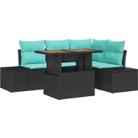 vidaXL Ensemble de salon de jardin , 5 pièces, noir, en résine tressée