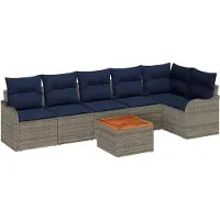 vidaXL Ensemble de canapé de jardin , 7 pièces, gris, en résine tressée