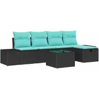 vidaXL Ensemble de canapés de jardin , 6 pièces, noir, en résine tressée
