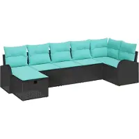 vidaXL Ensemble de canapés de jardin , 7 pièces, noir, en résine tressée