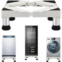 Sonstiges Support réglable pour machine à laver, hauteur 47-70 cm, profondeur 14-17 cm, capacité 300 kg, en acier inoxydable et polypropylène, de couleur blanche