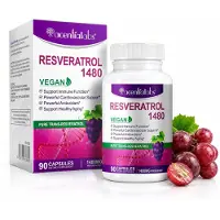 P-Beauty Resvératrol 1480 mg, dosage élevé, antioxydant, anti-âge, produit végan, 90 capsules