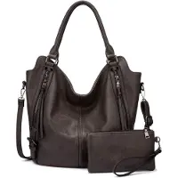 Merkloos Solidchoice - Ensemble de 2 grands sacs à main en simili cuir pour femmes